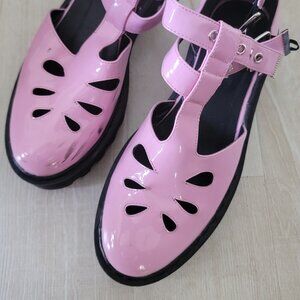 La moda pink punk rock school girl platforms shoes size 9